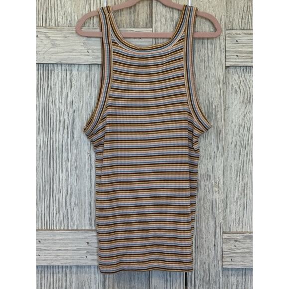 American Eagle Tank Top Y2K Womens Medium Multicolored Striped Casual Stretch - Picture 2 of 3